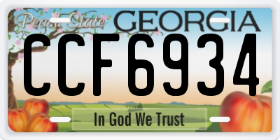 GA license plate CCF6934