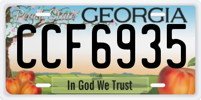 GA license plate CCF6935
