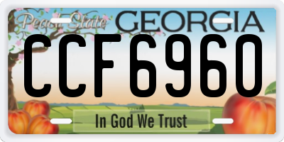 GA license plate CCF6960
