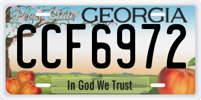 GA license plate CCF6972