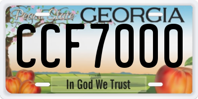 GA license plate CCF7000