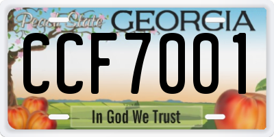 GA license plate CCF7001