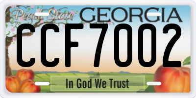 GA license plate CCF7002