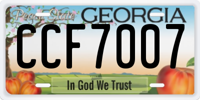 GA license plate CCF7007