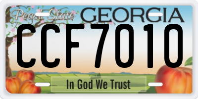 GA license plate CCF7010