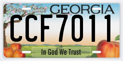 GA license plate CCF7011