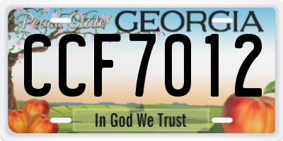 GA license plate CCF7012
