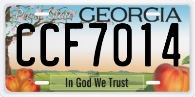 GA license plate CCF7014