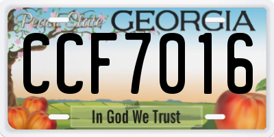 GA license plate CCF7016