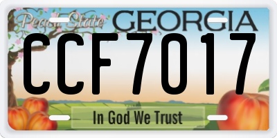 GA license plate CCF7017