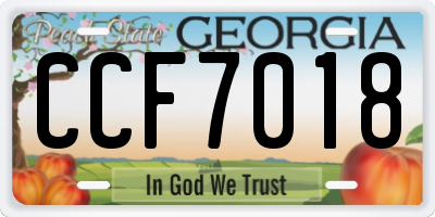 GA license plate CCF7018