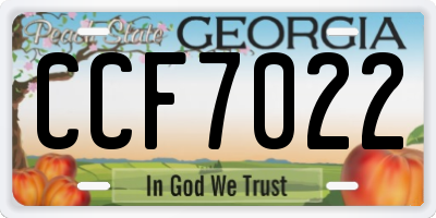 GA license plate CCF7022