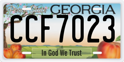 GA license plate CCF7023