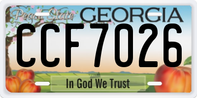 GA license plate CCF7026