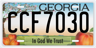 GA license plate CCF7030