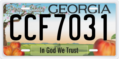 GA license plate CCF7031