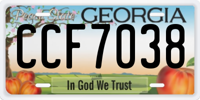 GA license plate CCF7038