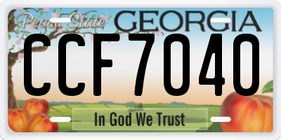 GA license plate CCF7040