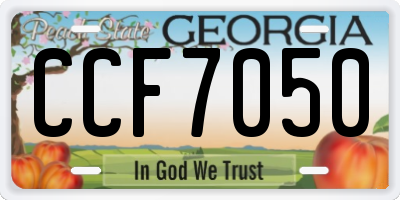 GA license plate CCF7050