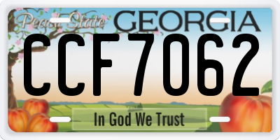 GA license plate CCF7062