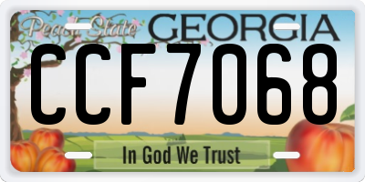 GA license plate CCF7068