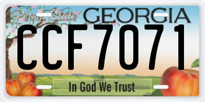 GA license plate CCF7071