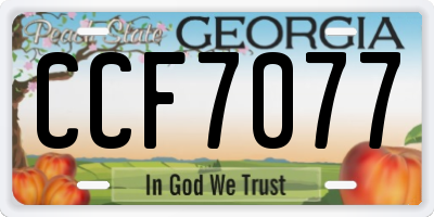 GA license plate CCF7077
