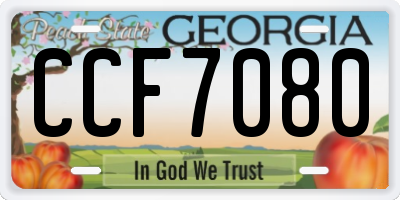 GA license plate CCF7080