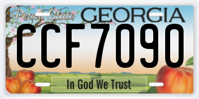 GA license plate CCF7090