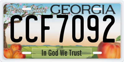 GA license plate CCF7092