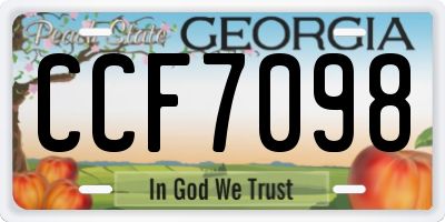 GA license plate CCF7098
