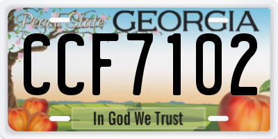 GA license plate CCF7102