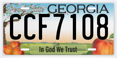 GA license plate CCF7108