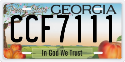 GA license plate CCF7111