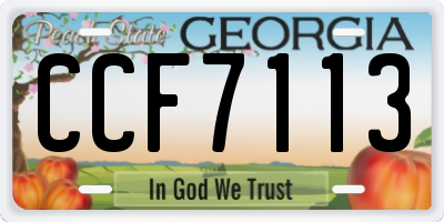 GA license plate CCF7113