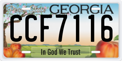 GA license plate CCF7116