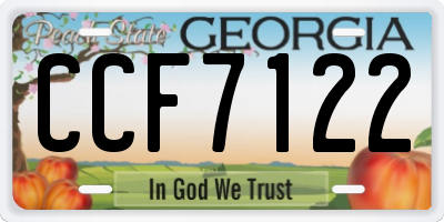 GA license plate CCF7122