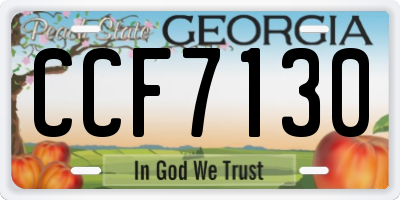 GA license plate CCF7130