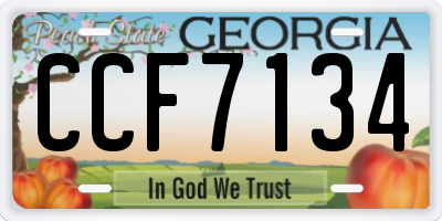 GA license plate CCF7134