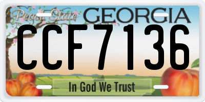 GA license plate CCF7136