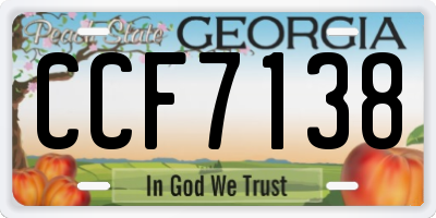 GA license plate CCF7138