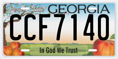 GA license plate CCF7140