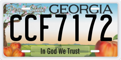 GA license plate CCF7172