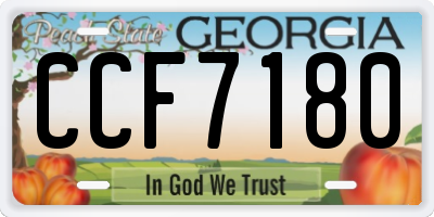 GA license plate CCF7180