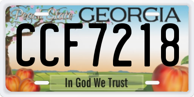 GA license plate CCF7218