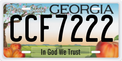 GA license plate CCF7222