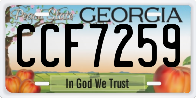 GA license plate CCF7259