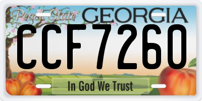 GA license plate CCF7260