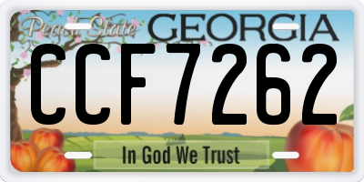 GA license plate CCF7262