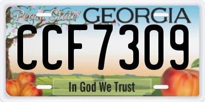 GA license plate CCF7309
